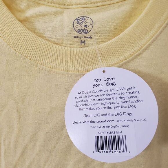 Dog Is Good T-shirt Live Life With Dog Yellow Surf Beach Mens Size Medium New - Picture 8 of 14